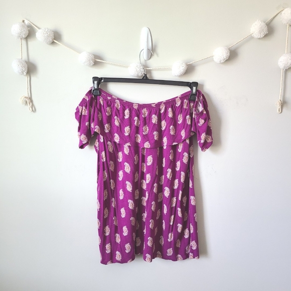 Old Navy Purple Paisley Print Off The Shoulder Shirt Size XXL - Picture 6 of 9